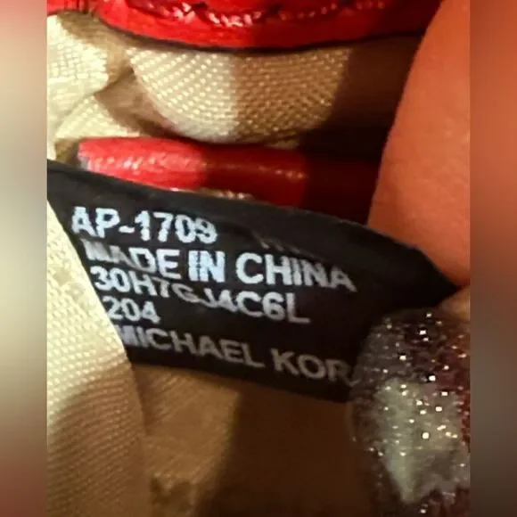 Michael Kors red leather cross body with gold tone hardware - Picture 8 of 13